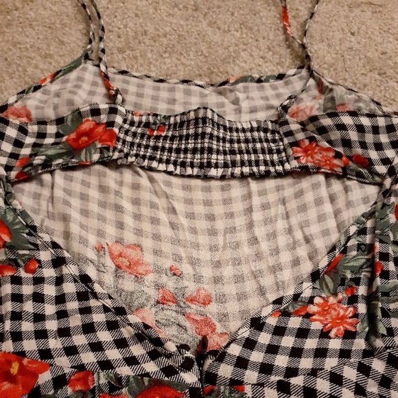 Floral and Checkered Print Skater Dress - Picture 6 of 6